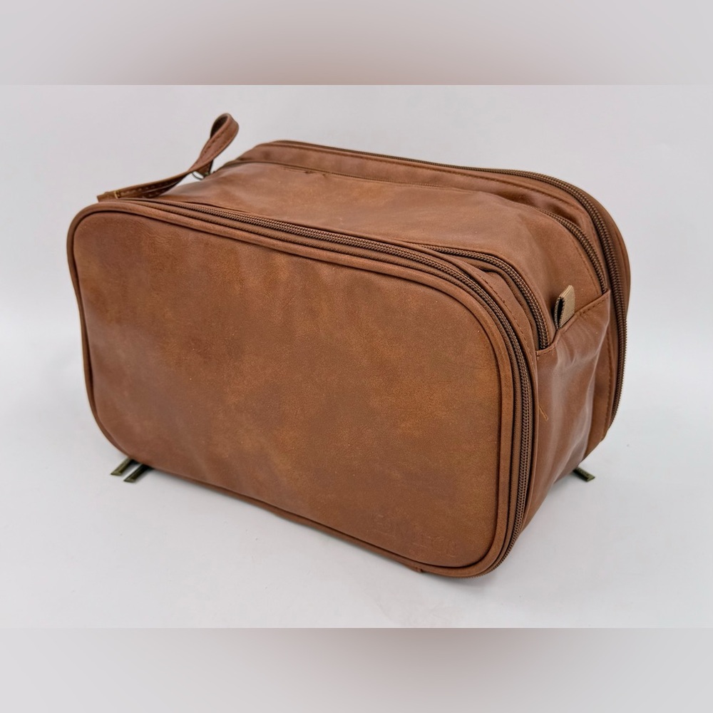 Elviros Travel Toiletry Bag for Men Shaving Dopp Kit‎ Water-Resistant Brown NWOT
